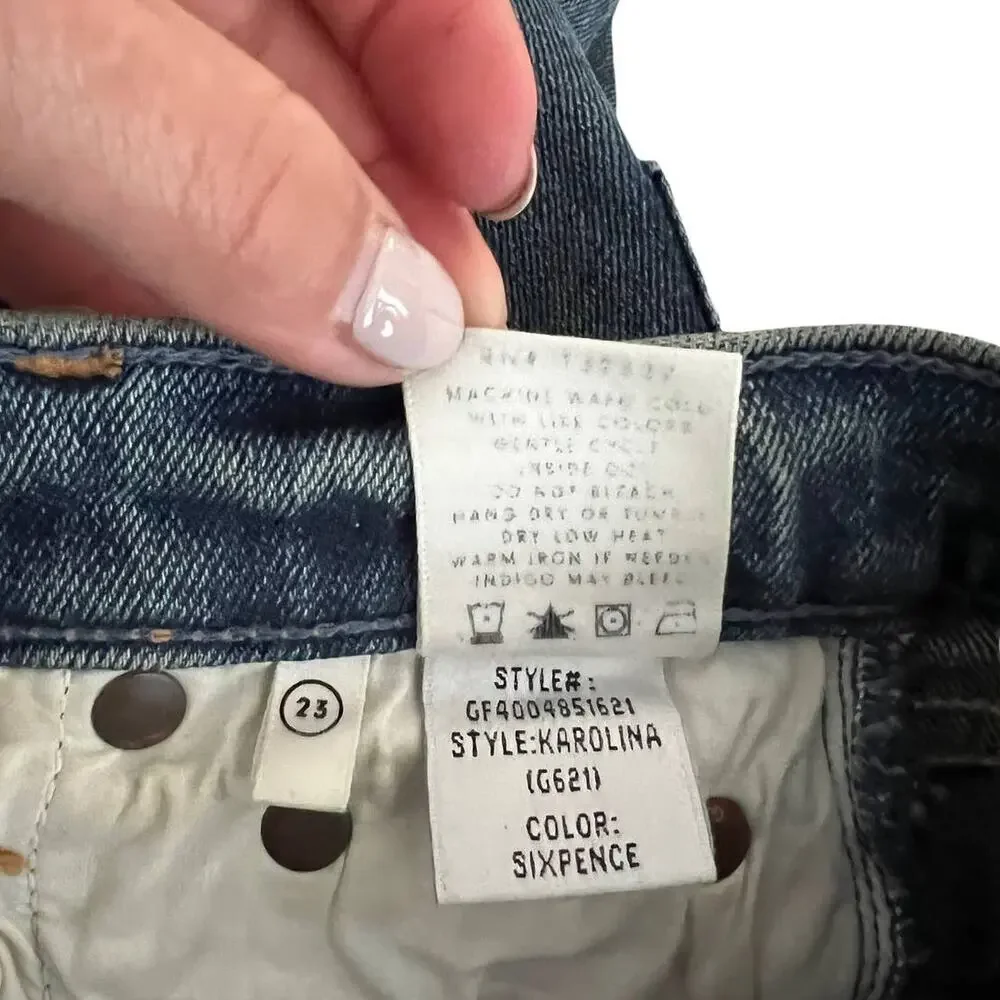 REVOLVE GRLFRND Womens Karolina Jeans Skinny Raw Hem Roll Up Blue Size 23 - Picture 8 of 10